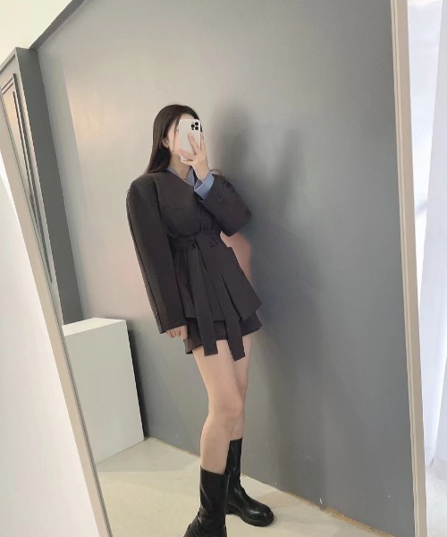 セットアップ 「セットアップ」韓国風パワショルジャケット＋ミニ丈スカパン レディース | LACーVERT | 14