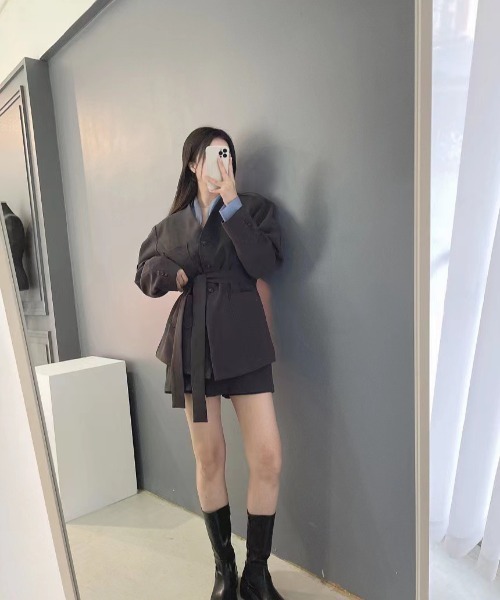 セットアップ 「セットアップ」韓国風パワショルジャケット＋ミニ丈スカパン レディース | LACーVERT | 15