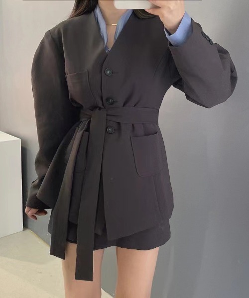 セットアップ 「セットアップ」韓国風パワショルジャケット＋ミニ丈スカパン レディース | LACーVERT | 05