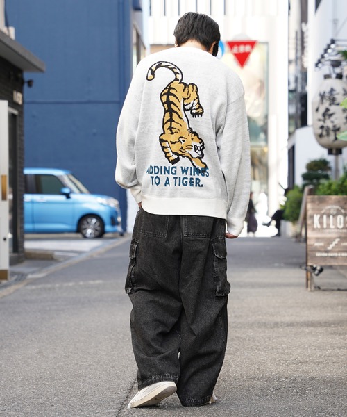 セーター ニット グラフィック ジャガードクルーネックニット