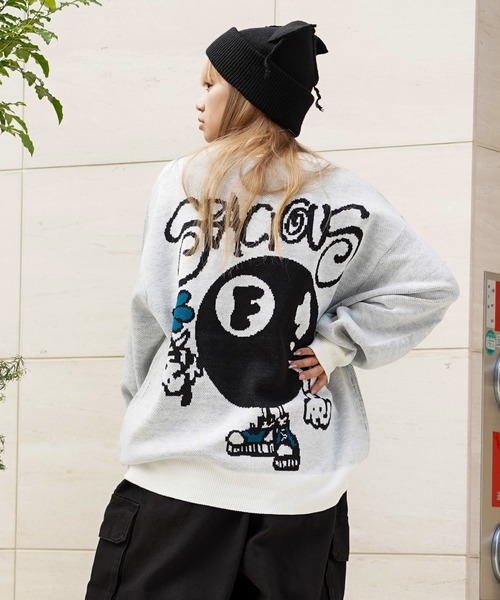 セーター ニット グラフィック ジャガードクルーネックニット