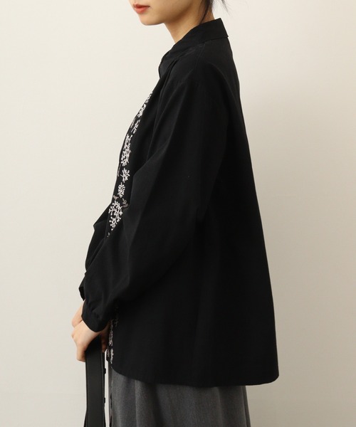 Emago ブラウス シャツ EMAGO トリハナ刺繍シャツ レディース