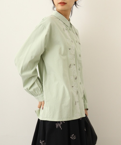 ブラウス シャツ EMAGO トリハナ刺繍シャツ レディース Emago ブラウス シャツ EMAGO トリハナ刺繍シャツ レディース
