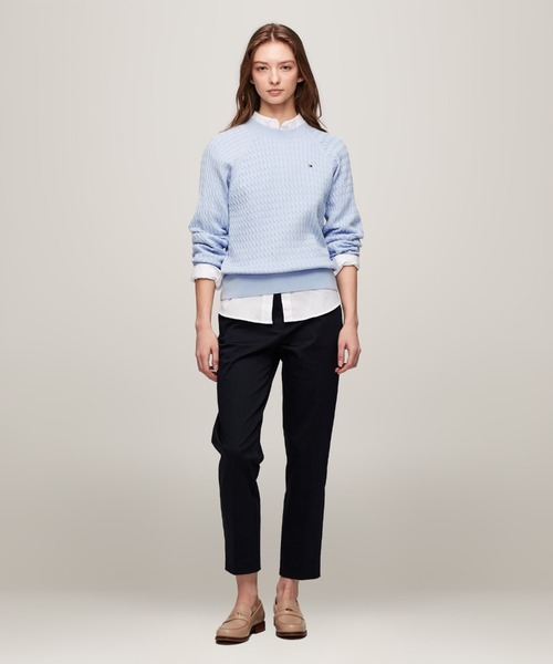 トミーフィルフィガー　クルーネックセーター　S レディース　ネイビー　ニット TOMMY HILFIGER（トミー・ヒルフィガー） ニット セーター 「Oggi掲載