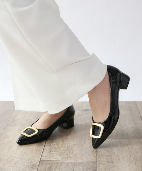 Fin パンプス ポインテッドトゥバックルパンプス「低反発 Fin パンプス ポインテッドトゥバックルパンプス「低反発