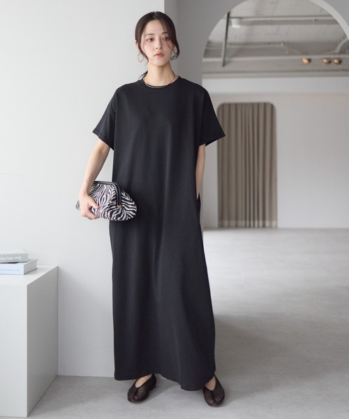 ap retro ワンピース 夏 半袖 「USAコットン」リラクシーロングTee