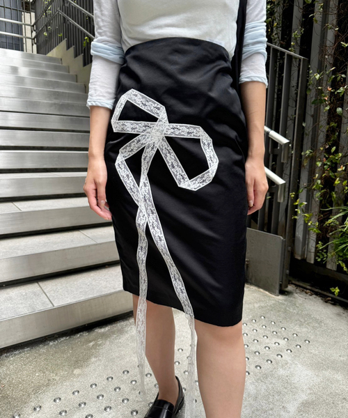 スカート 「YUHAN WANG/ユハン ワン」lace bow silk cotton skirt 