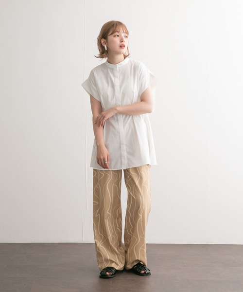 KBF ブラウス シャツ BACKレイヤードスリーブレスブラウス