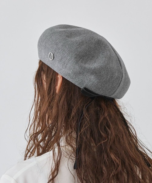 Chapeau d' O リボンタイベレー帽 ライトグレー 新品未使用 タグ付き Chapeau d' O Ribbon TH Beret | 57.5cm(75) BLACK (01