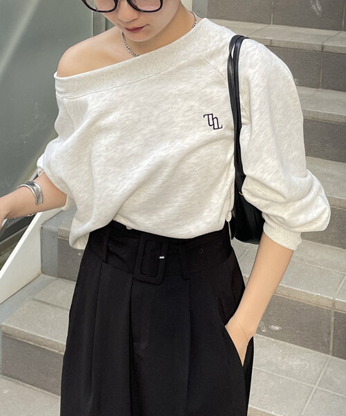 Thevon(ゼヴォン) tシャツ ボートネック刺繍ロゴプルオーバー Thevon(ゼヴォン) tシャツ ボートネック刺繍ロゴプルオーバー