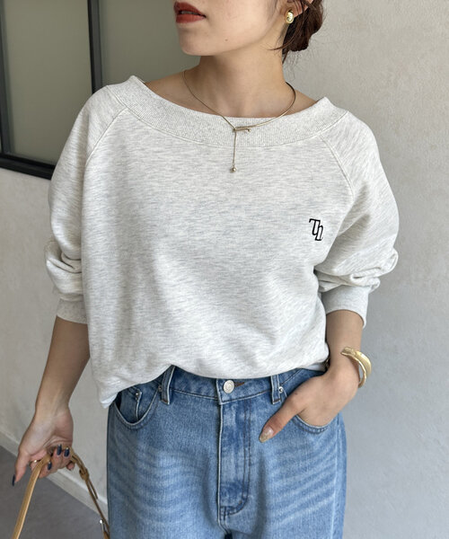 tシャツ ボートネック刺繍ロゴプルオーバー レディース メゾンドソイル 