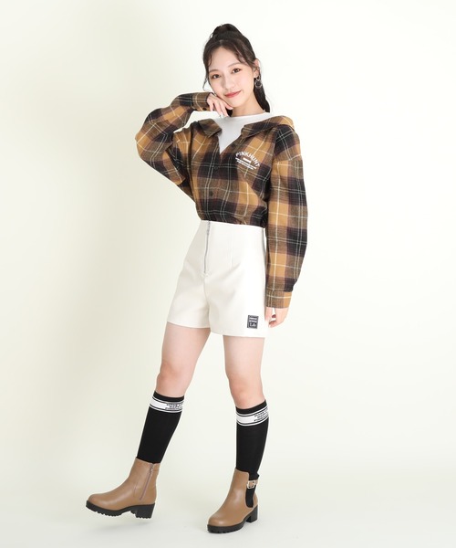 PINKHUNT（ピンクハント） パンツ 前ZIPフェイクレザー ショートパンツ