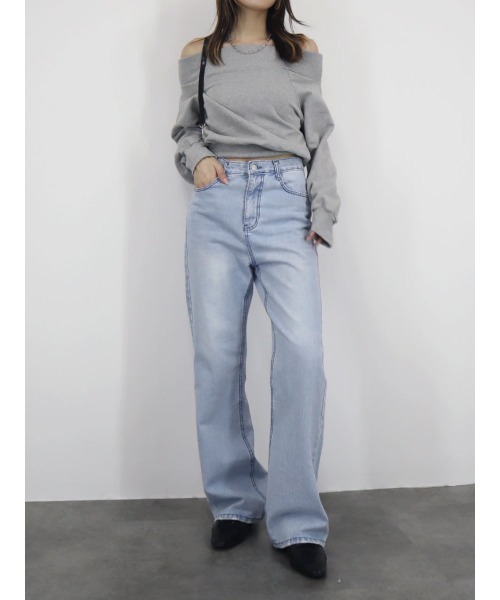 ROCKCAKE オフショルダー グレー スウェット Reurie' トレーナー スウェット オフショルダースウェット 裏毛