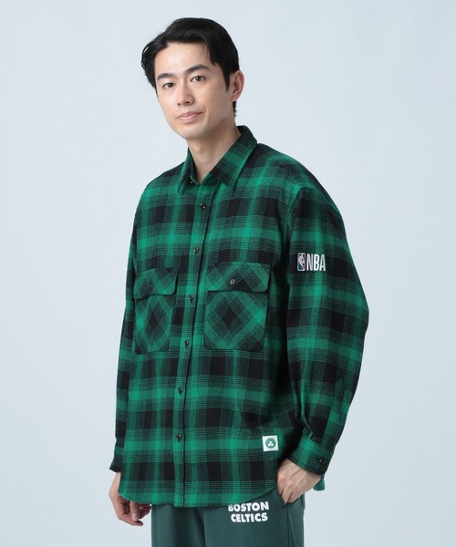 NBA シャツ 「NBA」刺繍チェックネルシャツ メンズ レディース