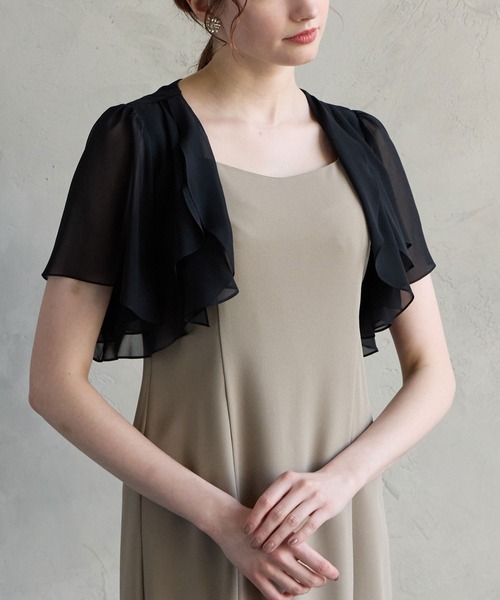 AIMER（エメ） カーディガン 半袖 ラッフルシフォンボレロ レディース