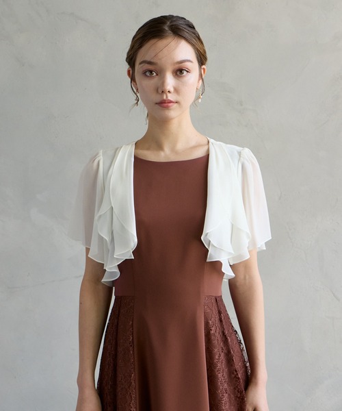 AIMER（エメ） カーディガン 半袖 ラッフルシフォンボレロ レディース