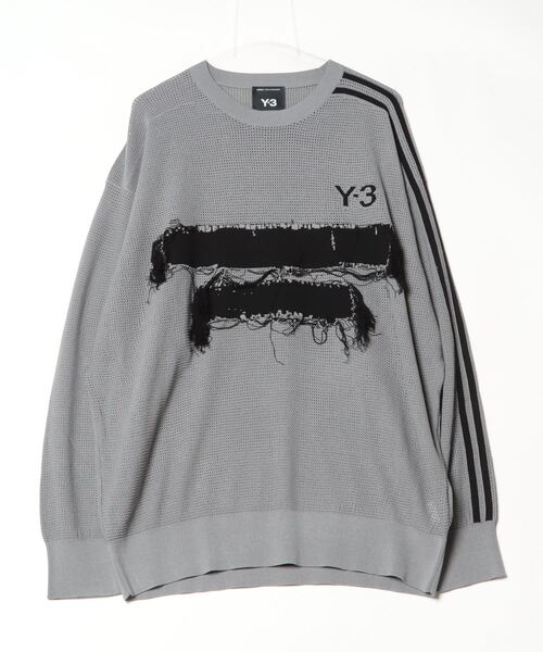 Y-3 ワイスリー ニット・セーター 黒xグレー S 2006725M0001 Y-3 セーター ニット U GFX KNIT CREW メンズ レディース