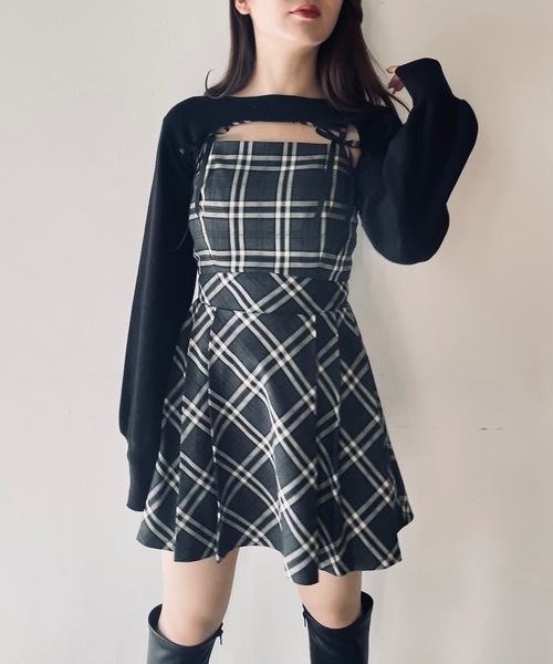 NOMAE ショートニット×キャミワンピースセット 半袖 NOMAE ワンピース ショートニット×キャミワンピースセット