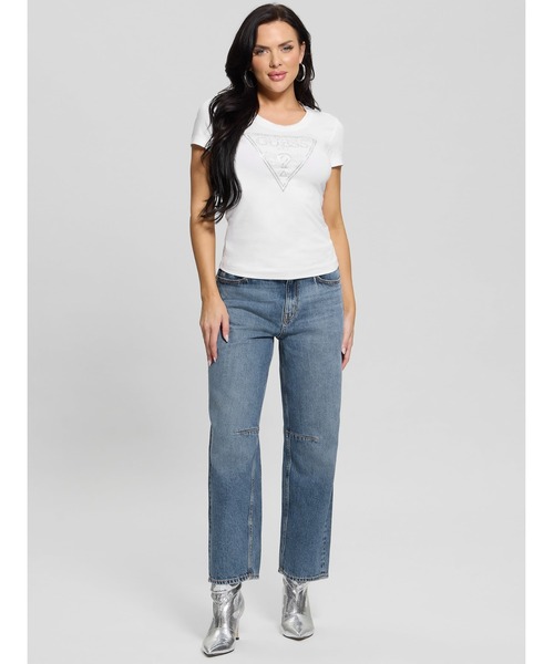 GUESS エコ シャイニー キラキラ トライアングル ロゴ Ｔシャツ GUESS エコ シャイニー キラキラ トライアングル ロゴ Tシャツ