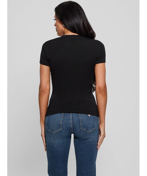 tシャツ LS Cn Shiny Triangle Tee 長袖 Tシャツ レディース レディース ゲス GUESS LS Cn Shiny Triangle Tee （G011） -靴