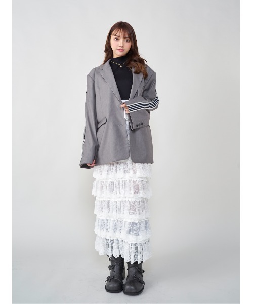 darich ダーリッチ フラワーレースティアードフリルスカート ロングスカート Darich スカート フラワーレースティアードフリルスカート