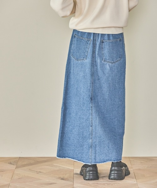  jeans 総柄　デニムスカート ドット プリント デニム 切替 スカート｜ファッション通販サイト
