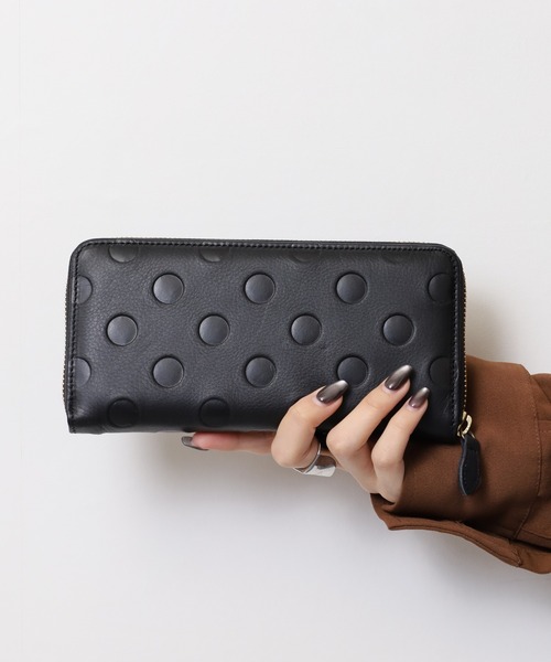 長財布 財布 zucchero ドット型押しラウンド長財布 レディース 