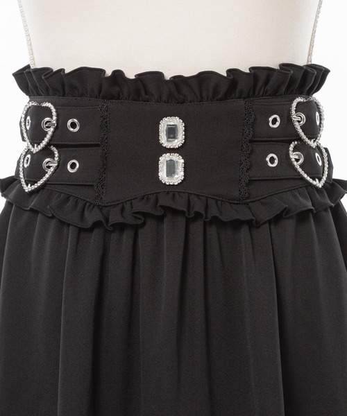 ピウム ドロストベルトティアードフリルスカート ブラック ドロスト