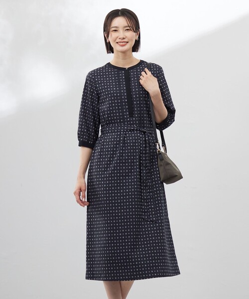*paris* ジオメトリック プリント 切り替え フレア ワンピース ワンピース 「洗える」ジオメトリックプリント : ZOZOTOWN Yahoo