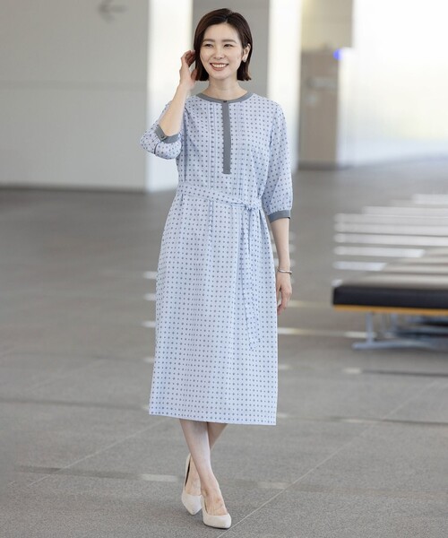 *paris* ジオメトリック プリント 切り替え フレア ワンピース 4/16 Fashion day新作☆ジオメトリックプリントフレアワンピース