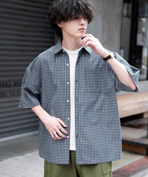 テンダーロインXLチェック柄 半袖シャツ ホワイト/ブラック Rocky Monroe（ロッキーモンロー） シャツ 半袖 新色追加 オーバー