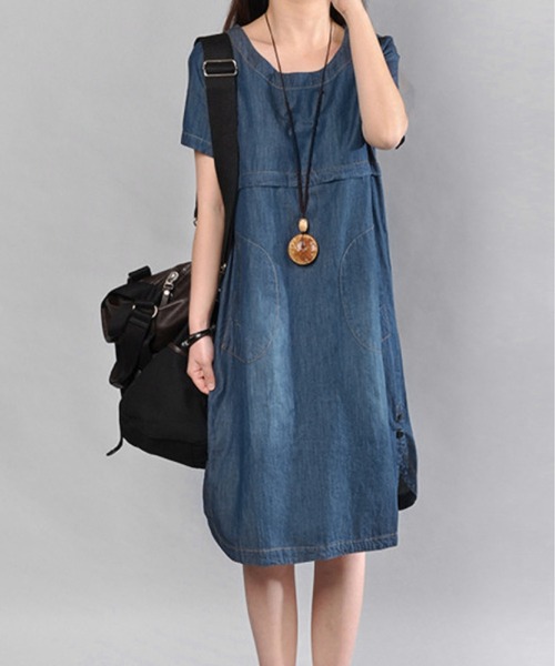 BLANC FICELLE ワンピース 半袖 デニム 半袖ワンピース : ZOZOTOWN