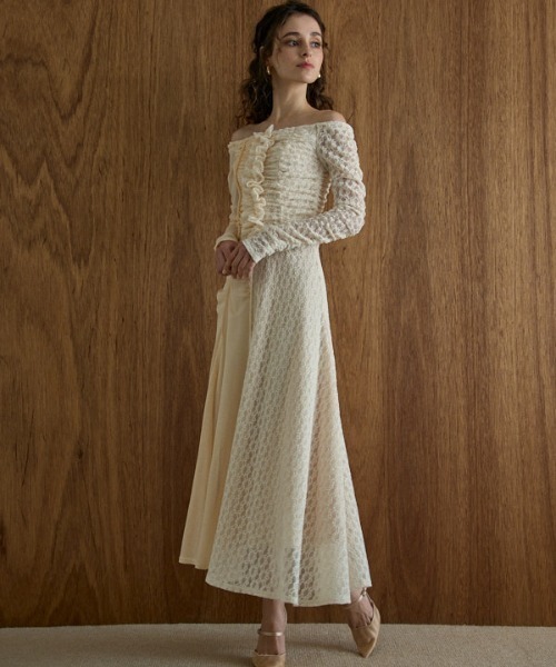 ERADIE ワンピース ドレス French chemical lace shirt dress -White- – ERADIE