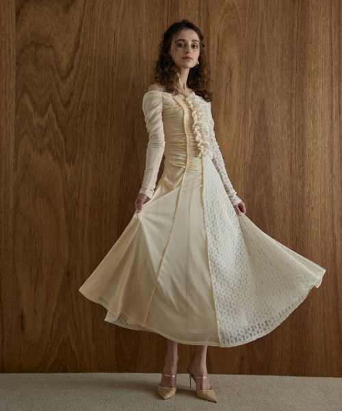 ERADIE ワンピース ドレス ERADIE ワンピース Chemical lace satin shirt dress ケミカル