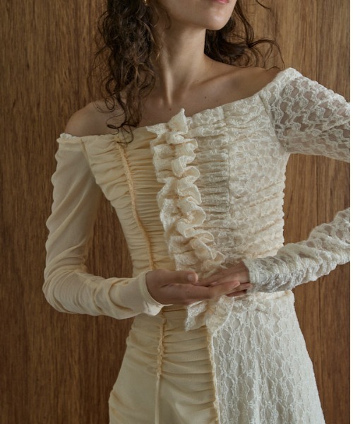 ERADIE ワンピース ドレス French chemical lace shirt dress -White- – ERADIE