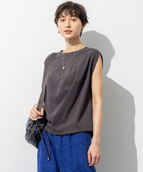 tシャツ 「SLOW/一部店舗限定」ライトツイストコットン 切り替えデザイン Tシャツ レディース