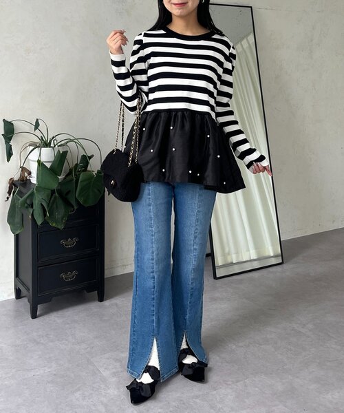 louere ストレッチフレアデニムパンツ サンプルS ST Louere ストレッチフレアデニムパンツ[品番：AMTW0012444