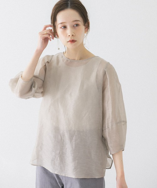 「LOISIR」 7分袖ブラウス FREE ブラック レディース 7days Life Styling ブラウス シャツ ジョーゼットエアリー7分袖