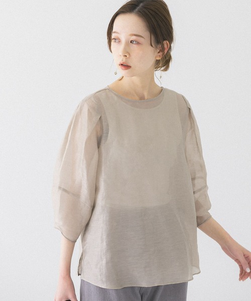 「URBAN RESEARCH ROSSO」 7分袖ブラウス FREE ベージュ レディース URBAN RESEARCH ROSSO WOMEN」 7分袖ブラウス FREE ブラック