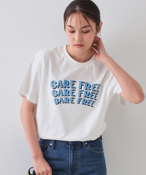 新品ホワイトショコラフィネセンタースリットコットンTシャツカットソー洗濯機洗い可 OPAQUE.CLIP（オペークドットクリップ） tシャツ カラーロゴTシャツ