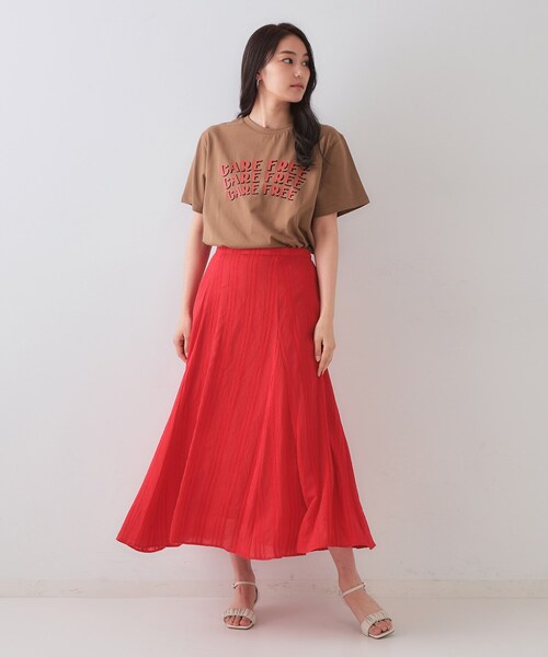 新品ホワイトショコラフィネセンタースリットコットンTシャツカットソー洗濯機洗い可 OPAQUE.CLIP（オペークドットクリップ） tシャツ カラーロゴTシャツ