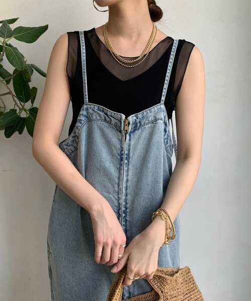 DouDou tシャツ 「WEB限定」シアー切替前後2WAYタンク