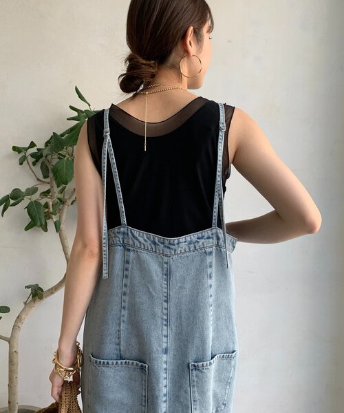 DouDou tシャツ 「WEB限定」シアー切替前後2WAYタンク