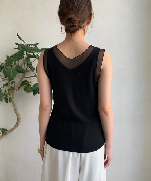 DouDou tシャツ 「WEB限定」シアー切替前後2WAYタンク