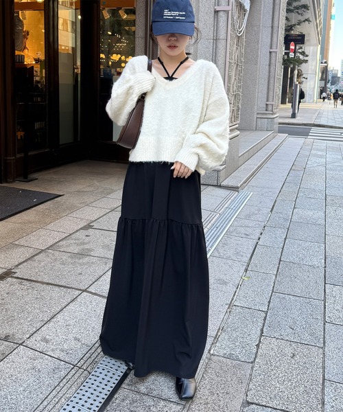 RANAN（ラナン） ワンピース シャギーニット×キャミワンピースセット