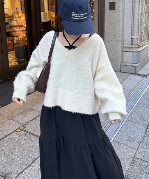 RANAN（ラナン） ワンピース シャギーニット×キャミワンピースセット