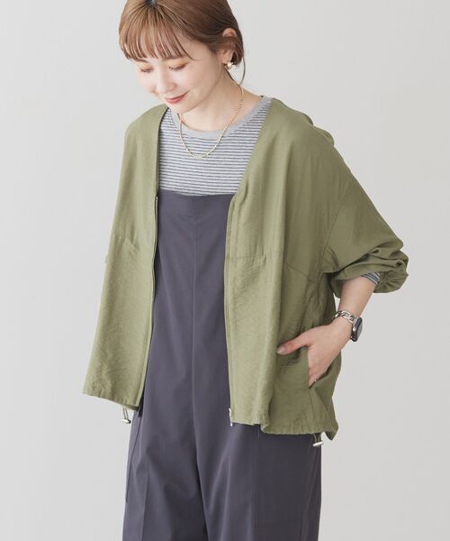 「AMERICAN HOLIC」 ジップアップブルゾン L ライトベージュ レディース