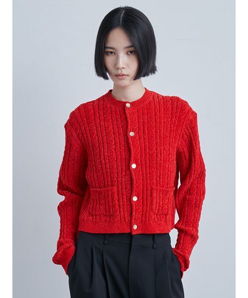 MIESROHE（ミースロエ） カーディガン モールヤーンケーブルコンパクト
