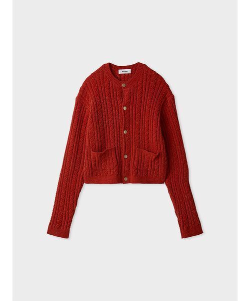 専用！MIESROHE シャギーコンパクトカーディガン　赤 MIESROHE（ミースロエ） カーディガン モールヤーンケーブルコンパクト