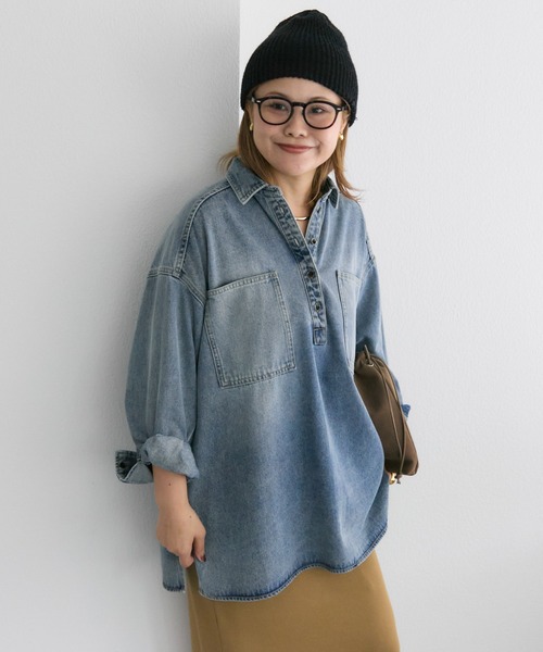 PUAL CE CIN @noricorico102企画デニムチュニックシャツ pual ce cin ブラウス シャツ 「＠noricorico102企画」ヴィンテージ